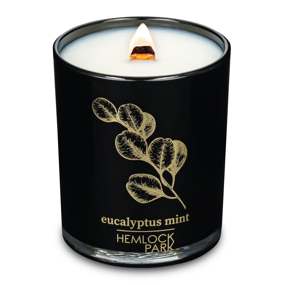 Eucalyptus Mint | Black & Gold Wood Wick Candle