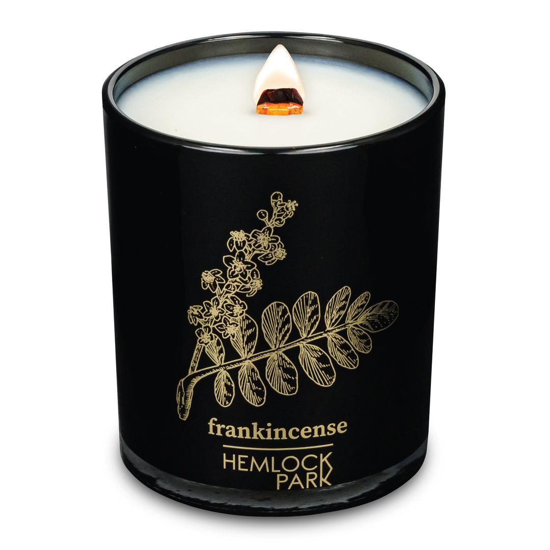 Frankincense | Black & Gold Wood Wick Candle