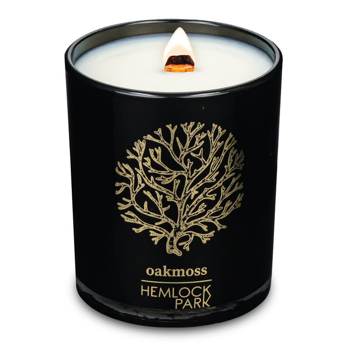 Oakmoss | Black & Gold Wood Wick Candle