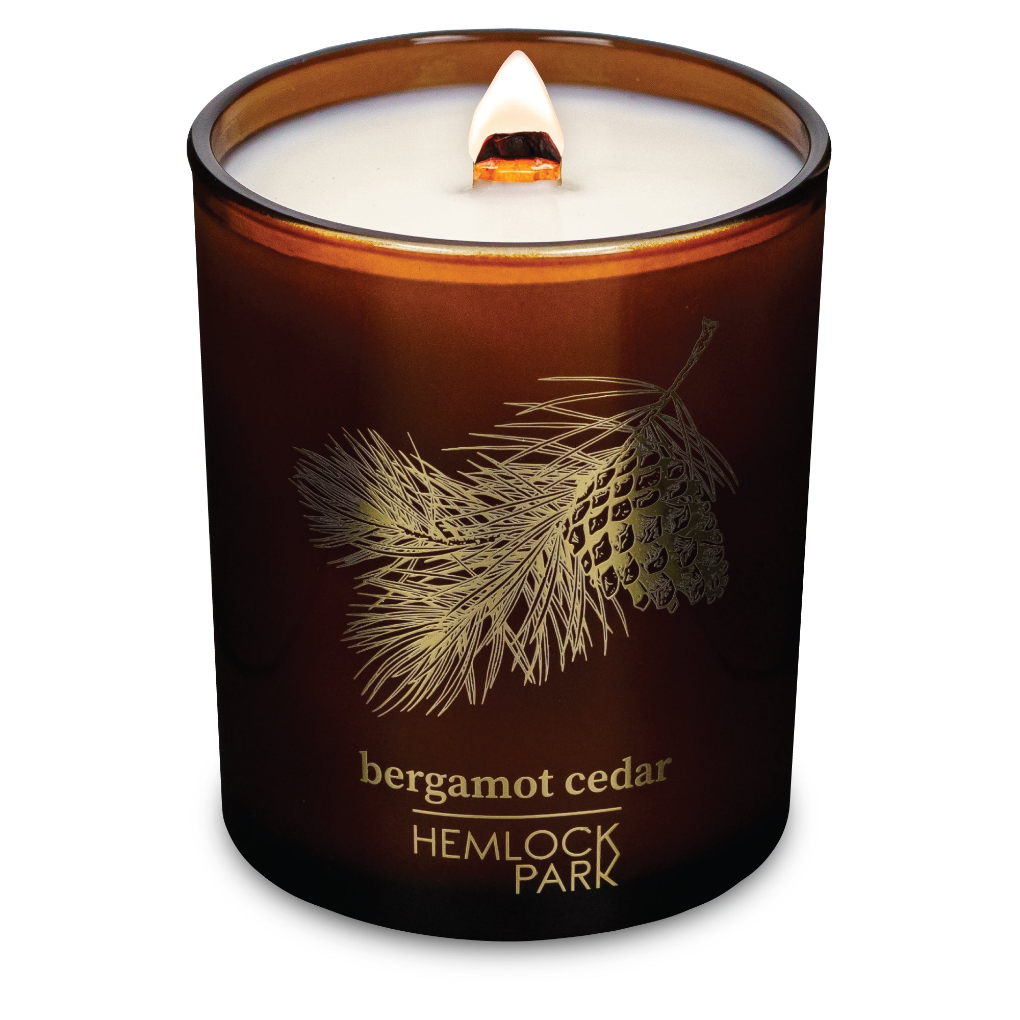 Bergamot Cedar wood wick candle plant-based coconut wax Hemlock Park 7.2 oz