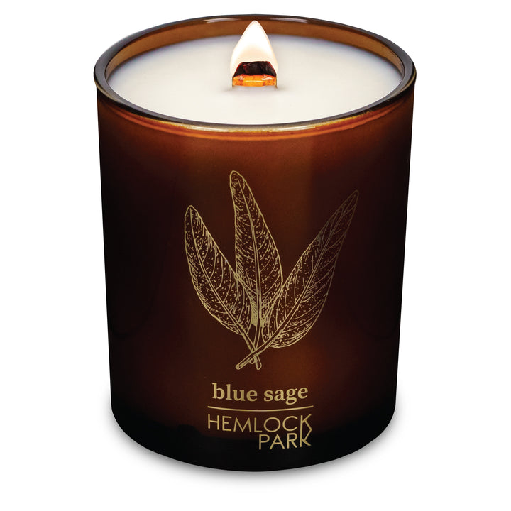 Blue Sage | Amber & Gold Wood Wick Candle