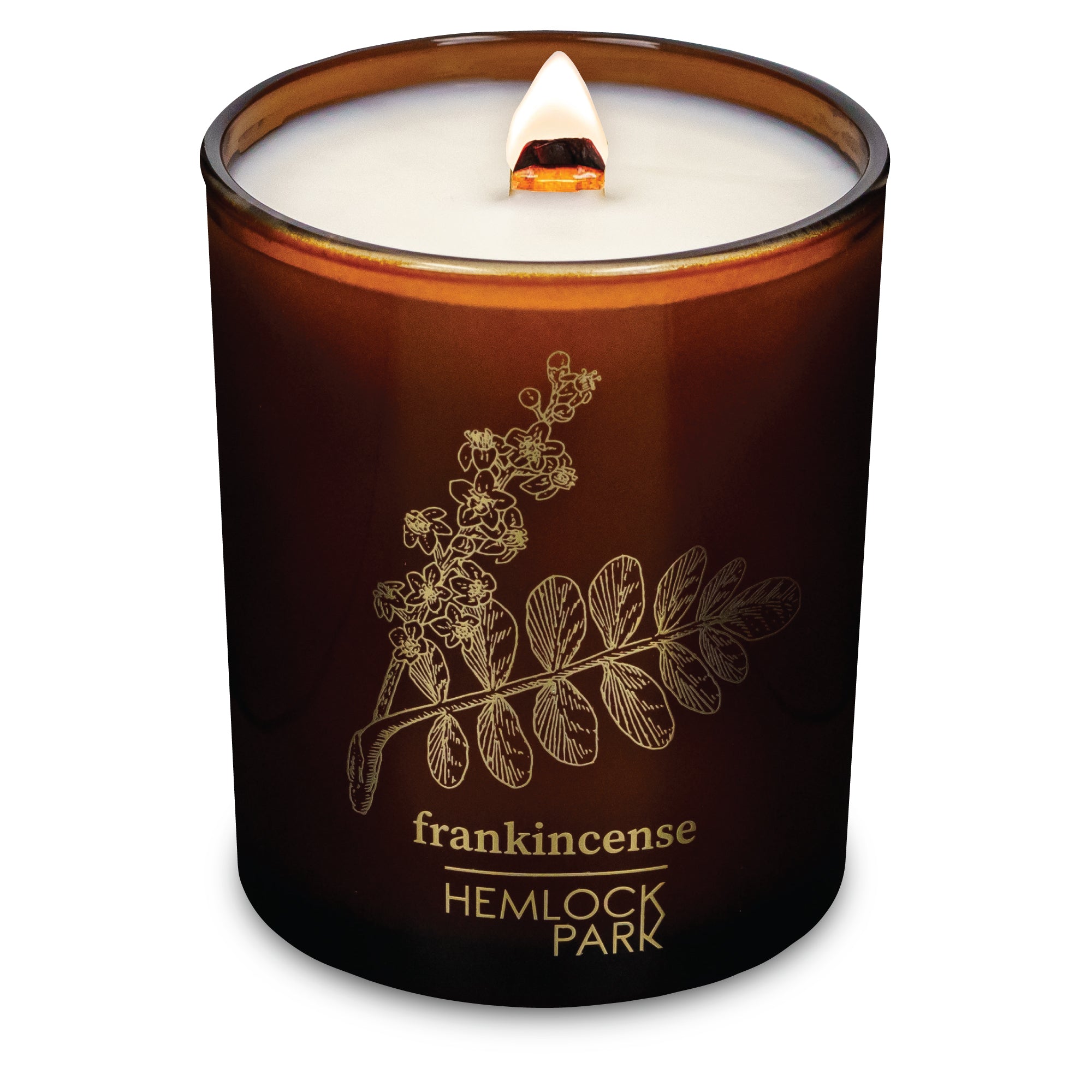 Frankincense wood wick candle plant-based coconut wax Hemlock Park 7.2 oz