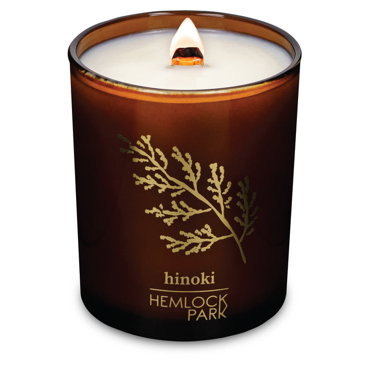 Hinoki Cypress | Amber & Gold Wood Wick Candle