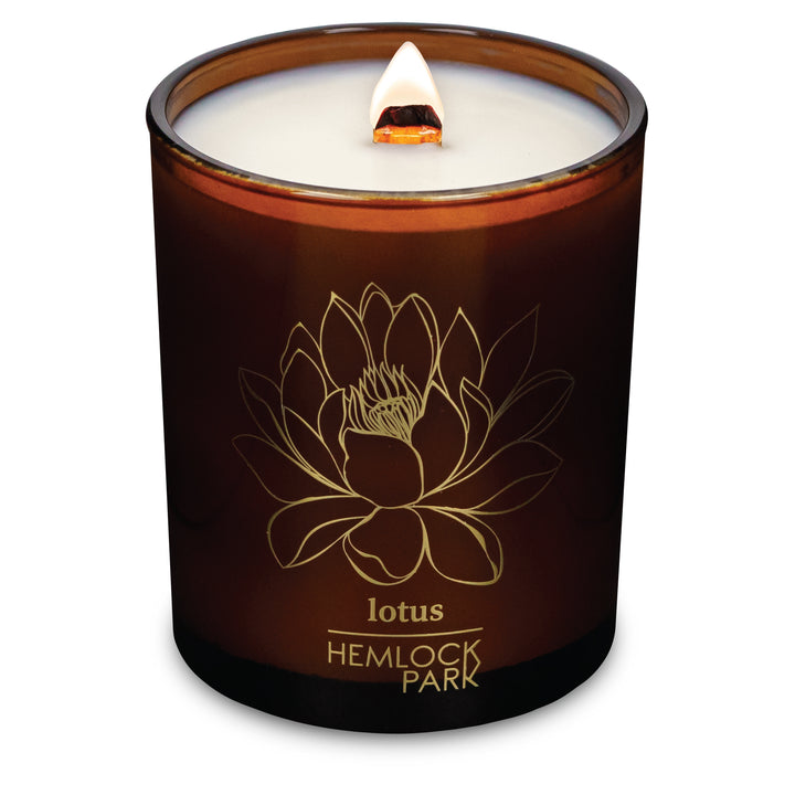 Lotus Flower | Amber & Gold Wood Wick Candle