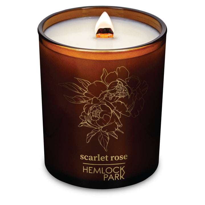 Scarlet Rose | Amber & Gold Wood Wick Candle