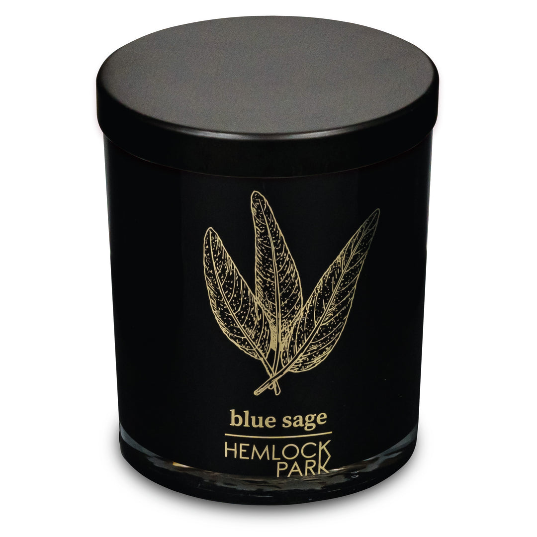 Blue Sage | Black & Gold Wood Wick Candle