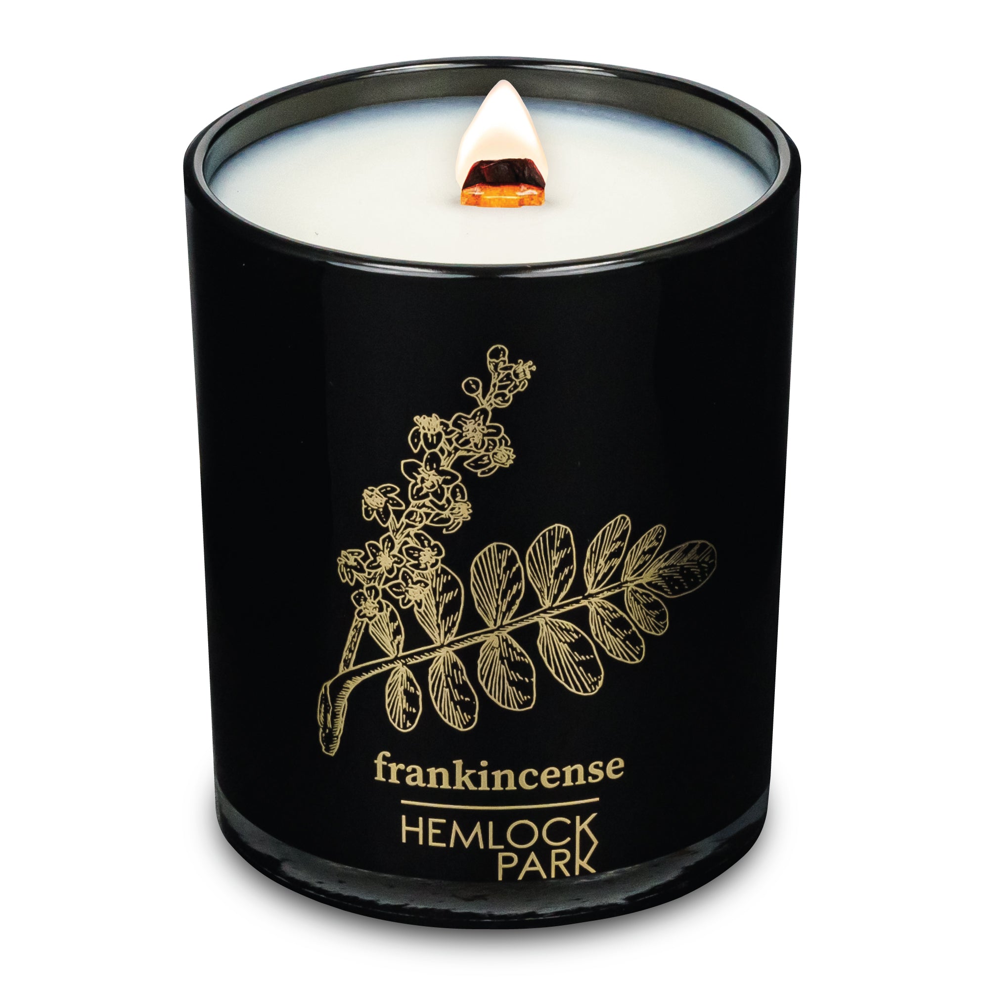 Frankincense | Black & Gold Wood Wick Candle
