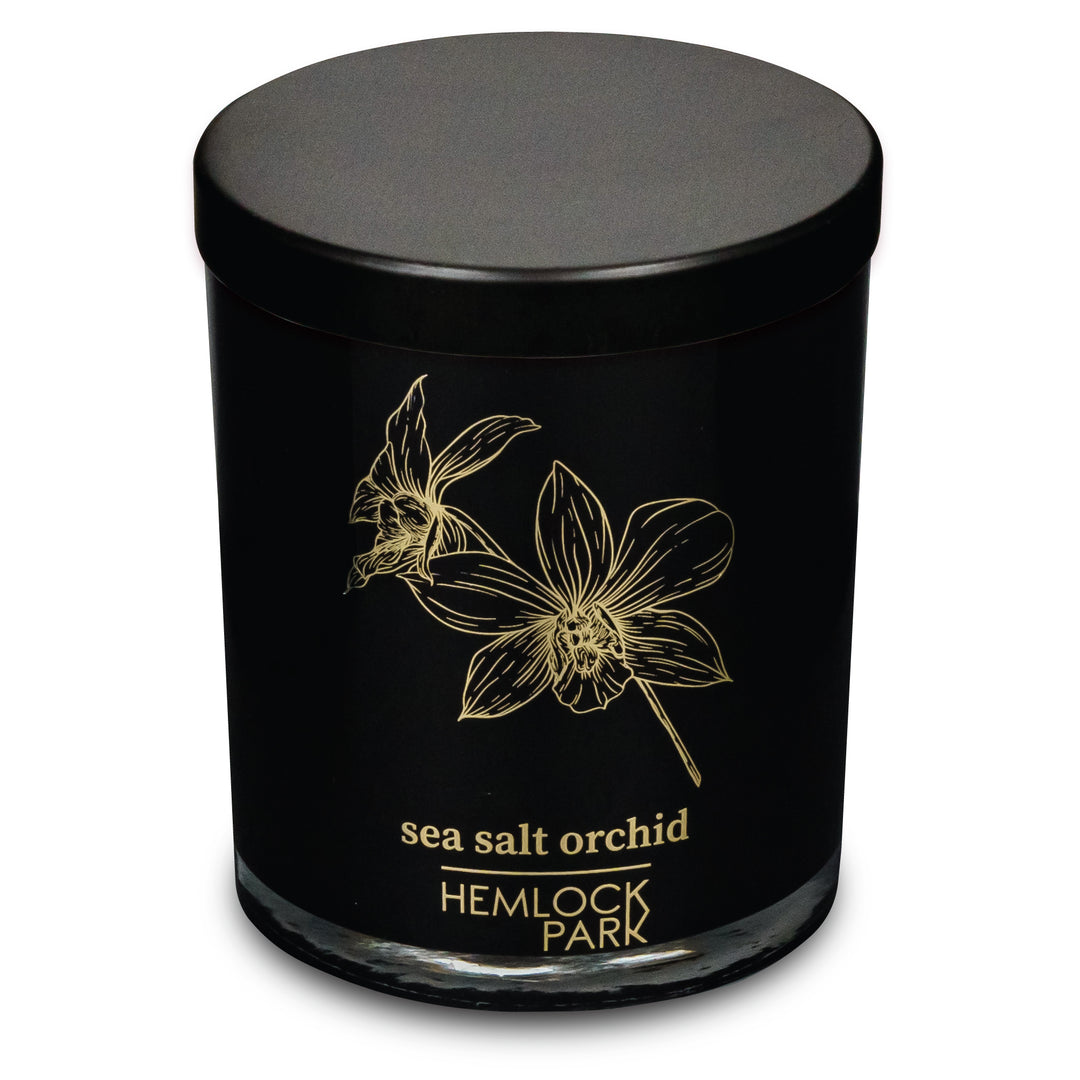 Sea Salt Orchid | Black & Gold Wood Wick Candle