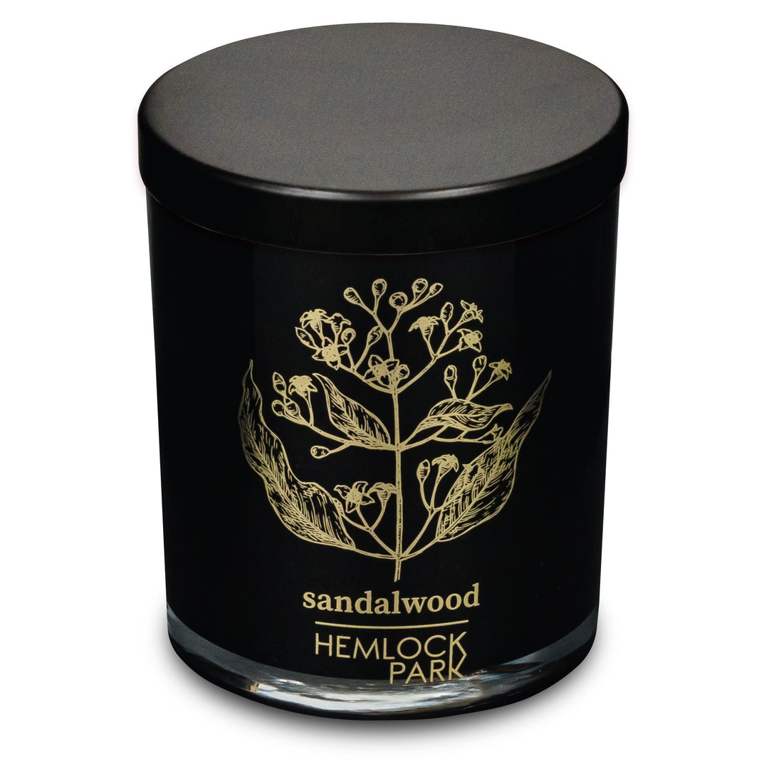 Sandalwood | Black & Gold Wood Wick Candle