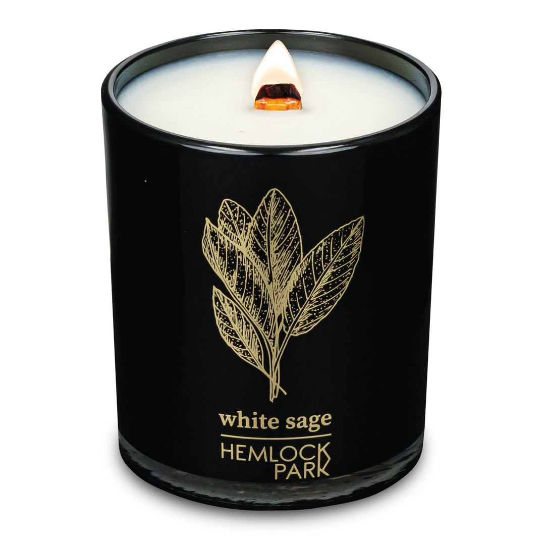 White Sage | Black & Gold Wood Wick Candle