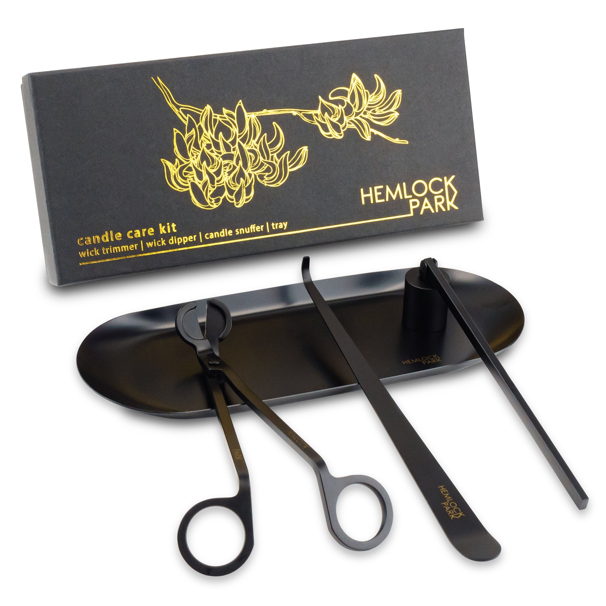candle care kit matte black stainless steel wick trimmer snuffer dipper Hemlock Park