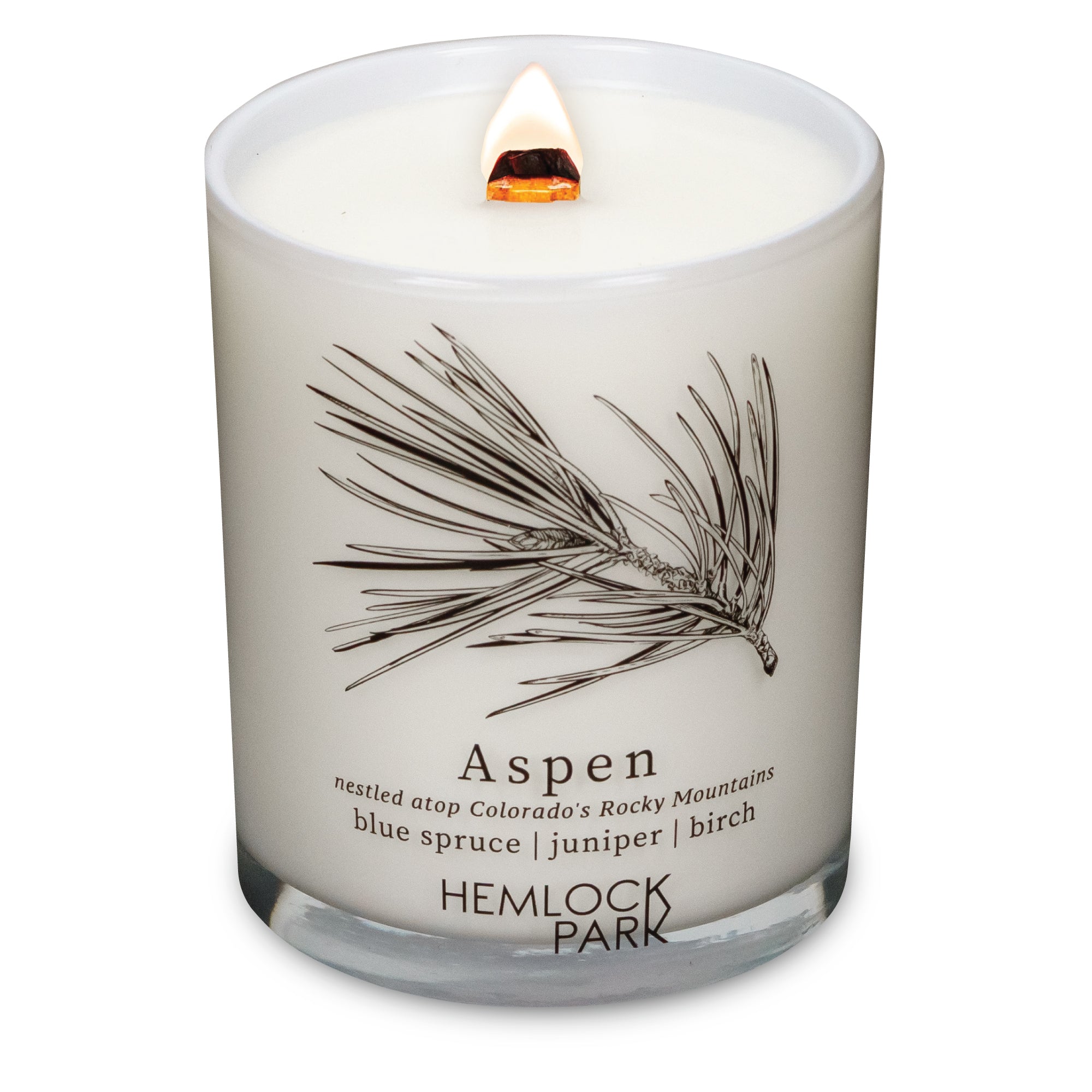 Aspen wood wick candle plant-based coconut wax Hemlock Park 7.2 oz
