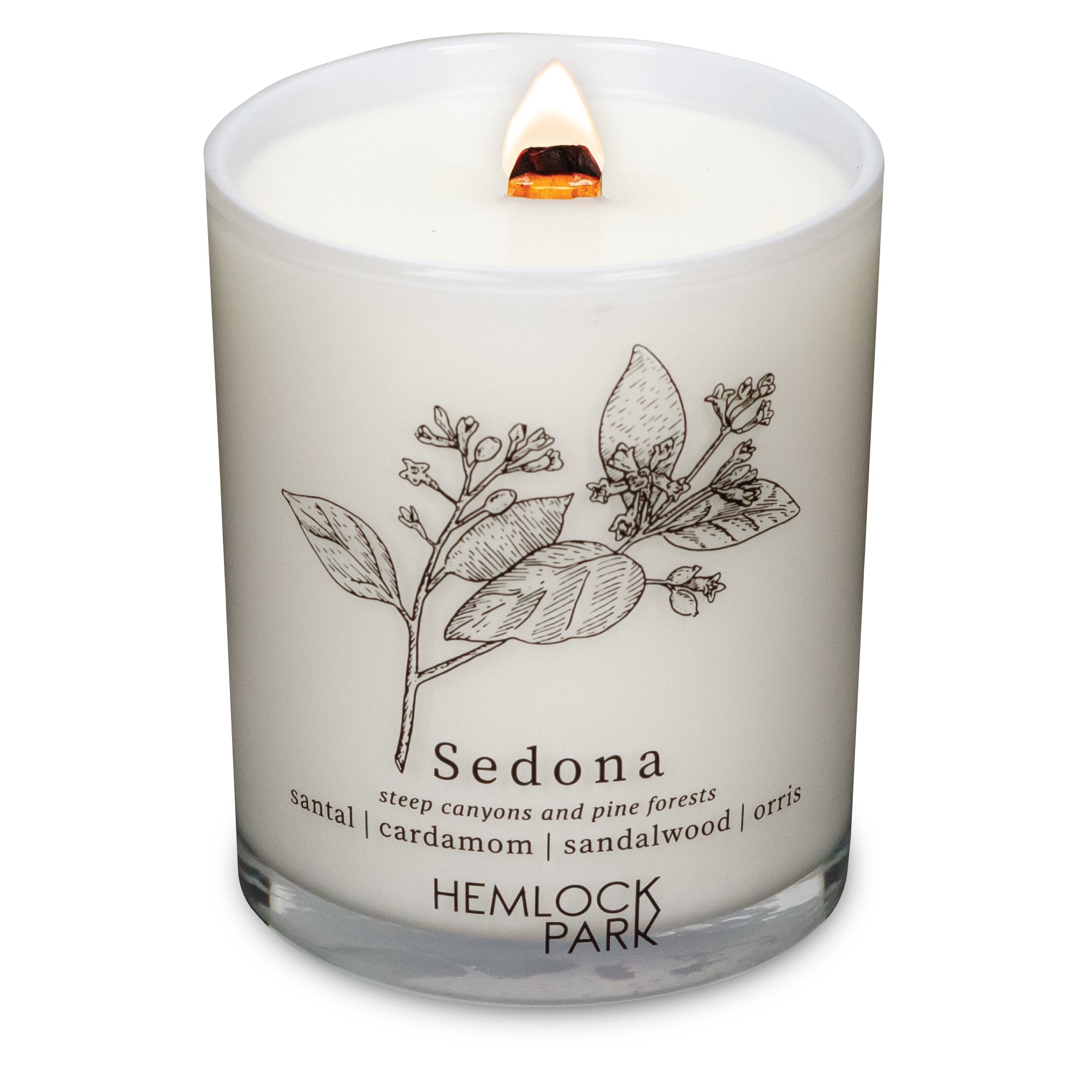 Sedona wood wick candle plant-based coconut wax Hemlock Park 7.2 oz
