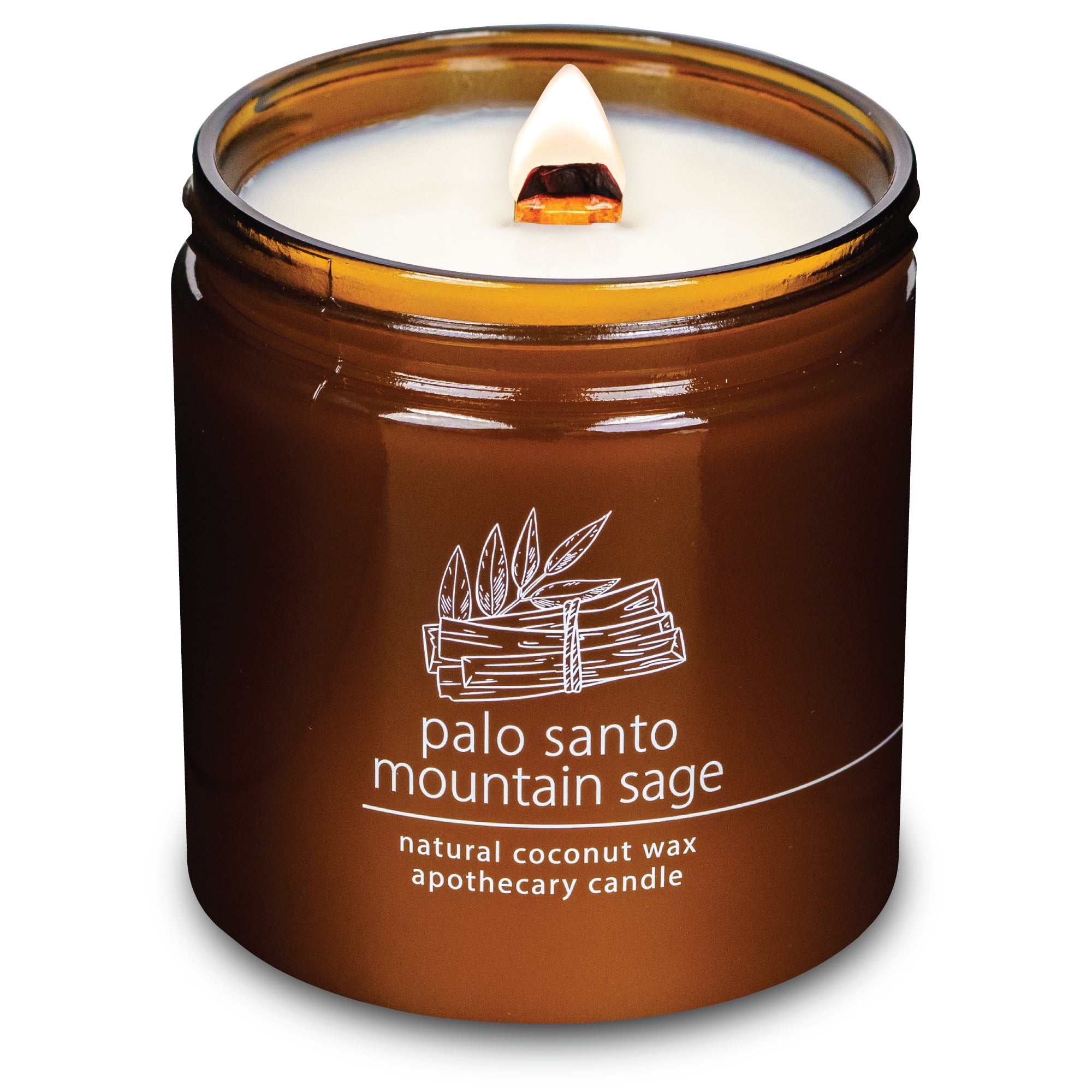 Palo Santo Mountain Sage wood wick candle plant-based coconut wax Hemlock Park 8 oz
