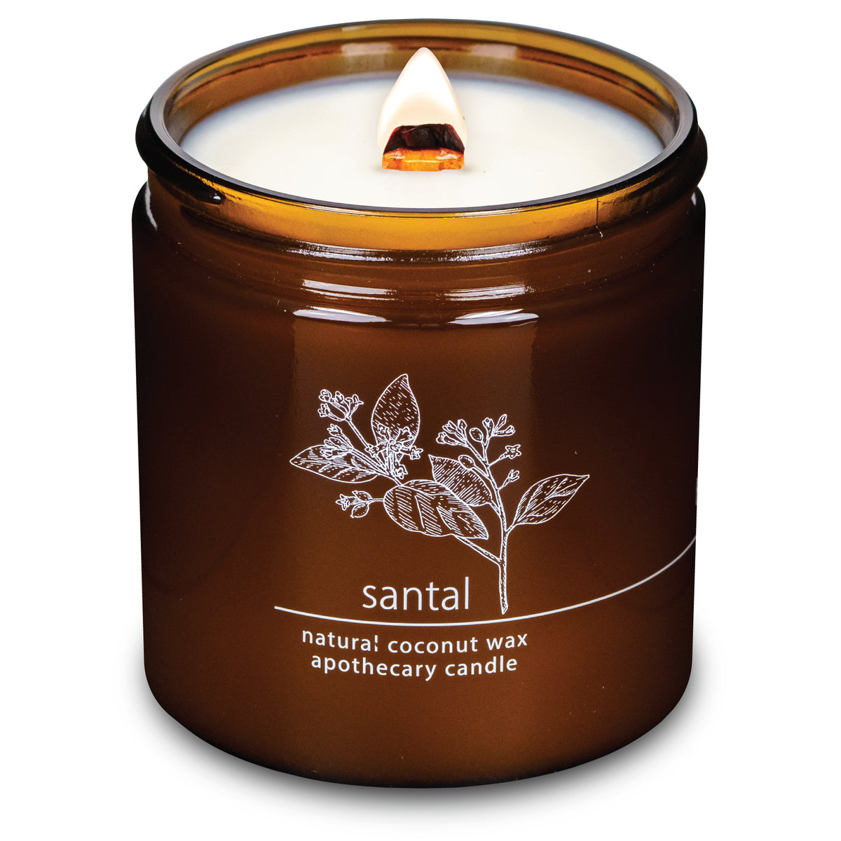Santal wood wick candle plant-based coconut wax Hemlock Park 16 oz