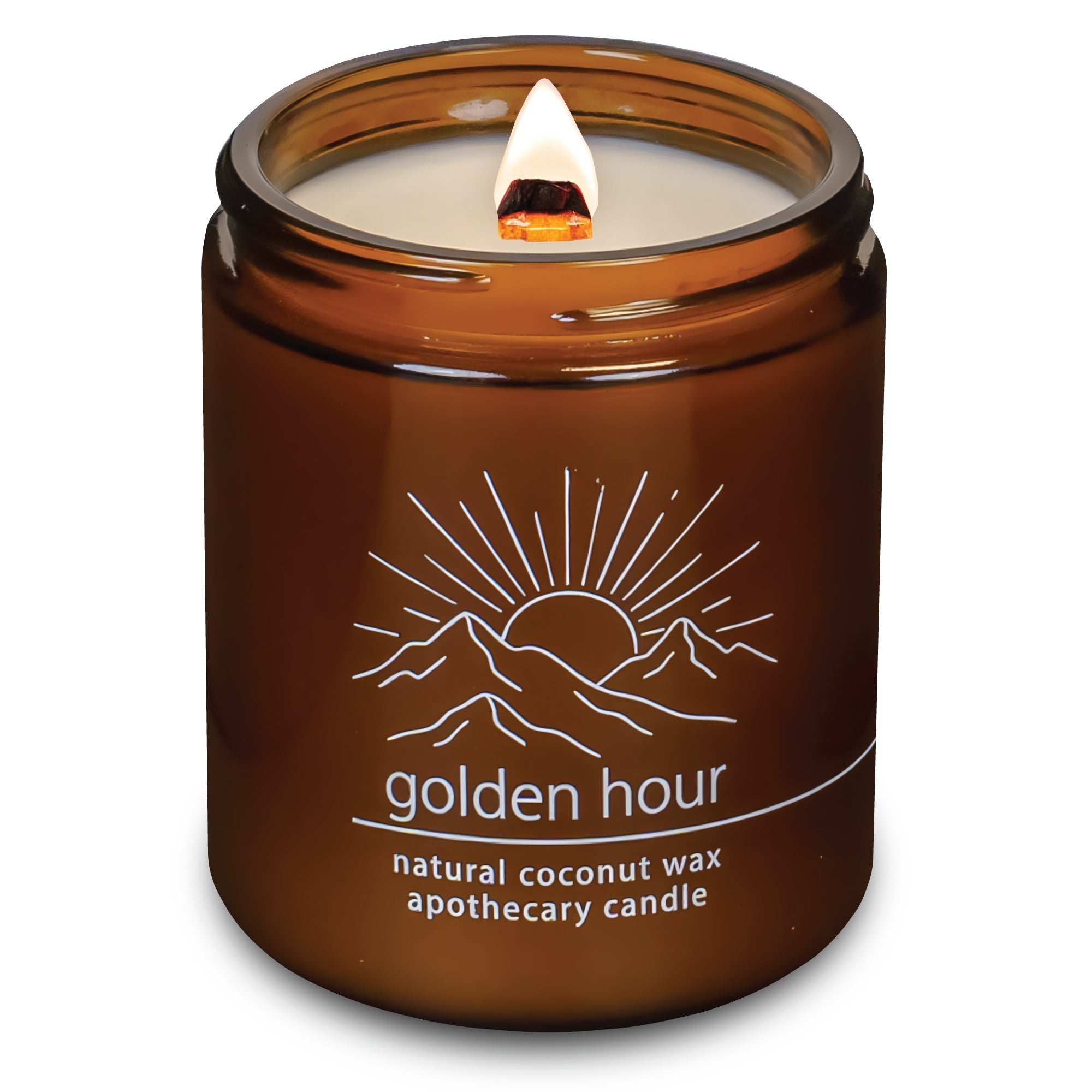 Golden Hour wood wick candle plant-based coconut wax Hemlock Park 8 oz