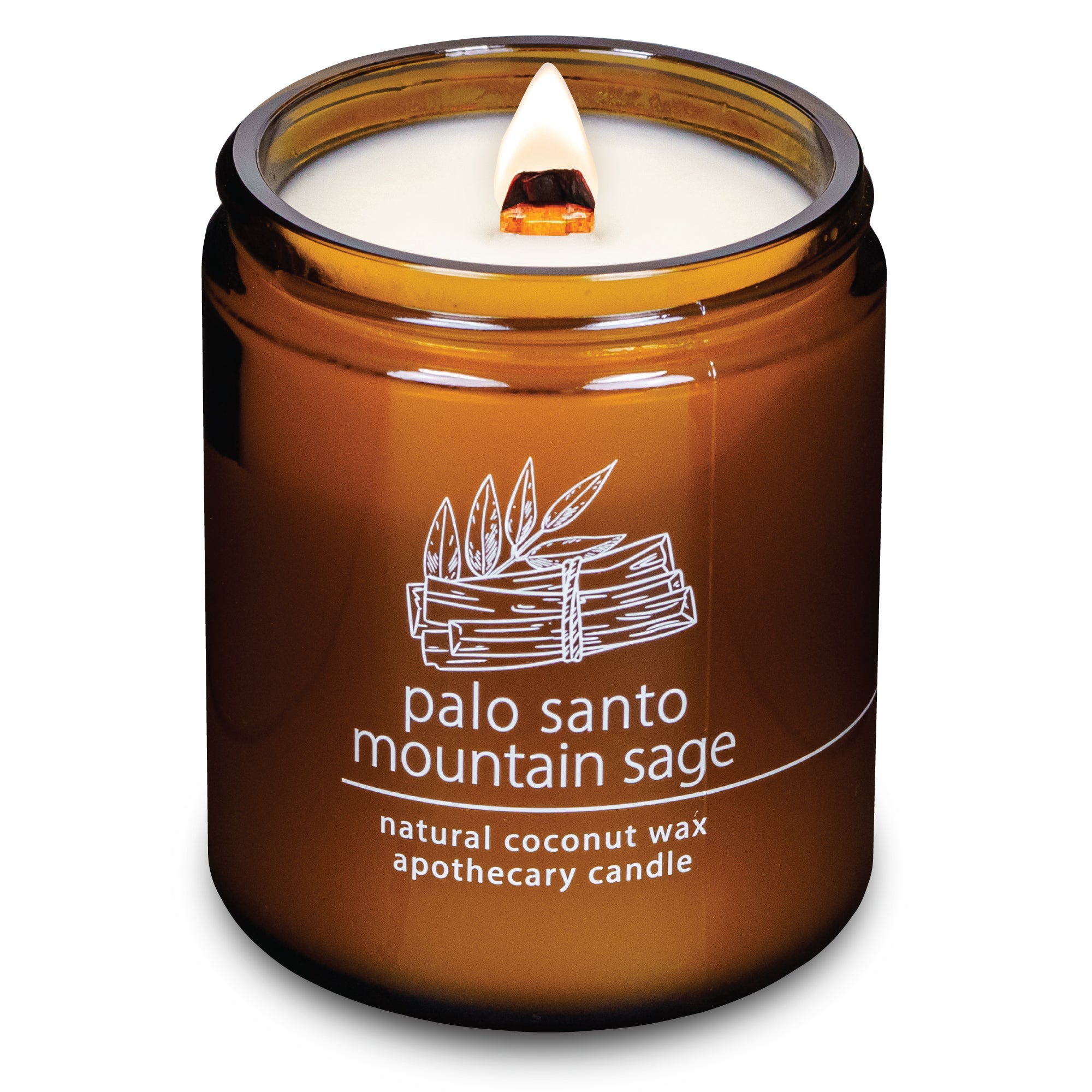 Palo Santo Mountain Sage wood wick candle plant-based coconut wax Hemlock Park 8 oz