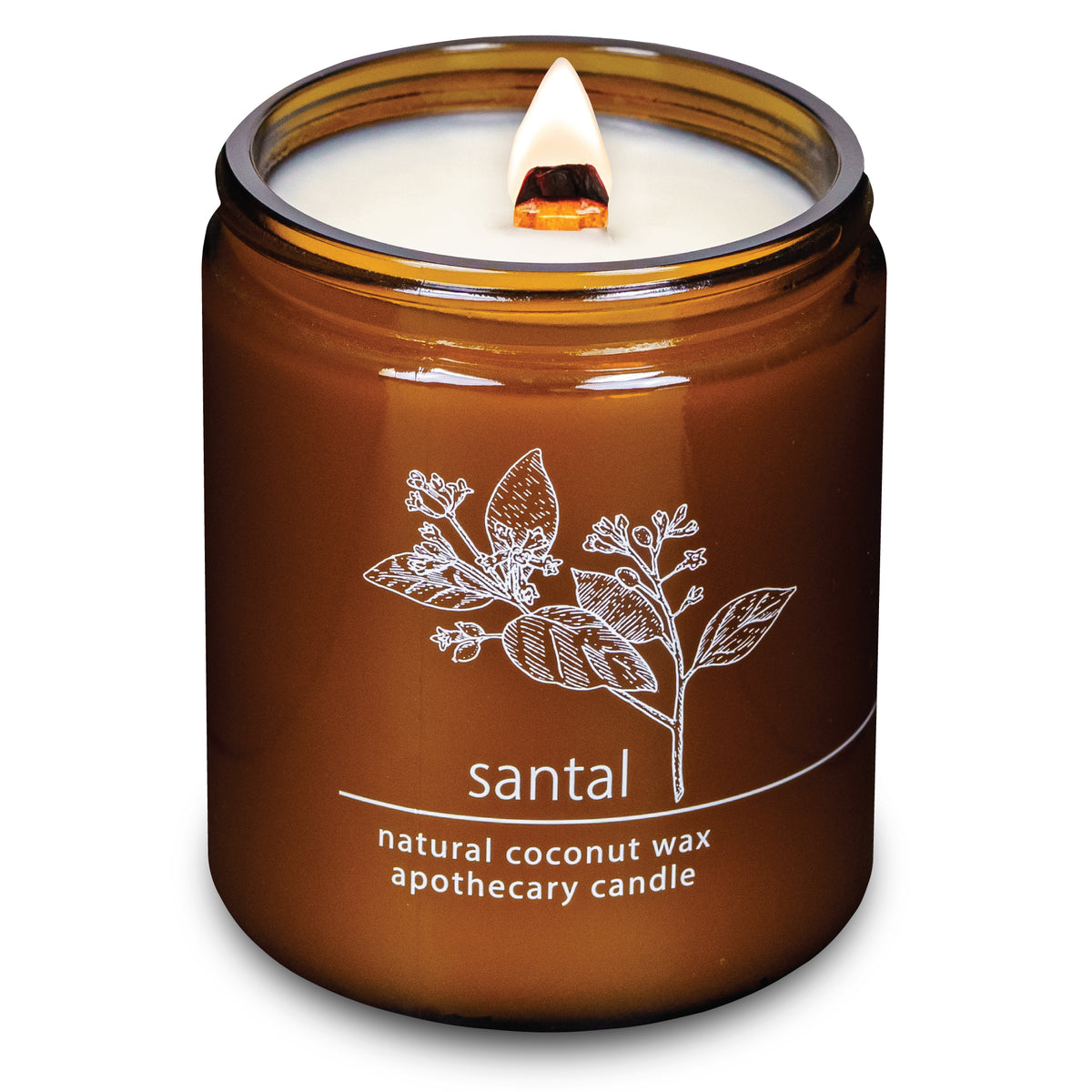Santal wood wick candle plant-based coconut wax Hemlock Park 16 oz