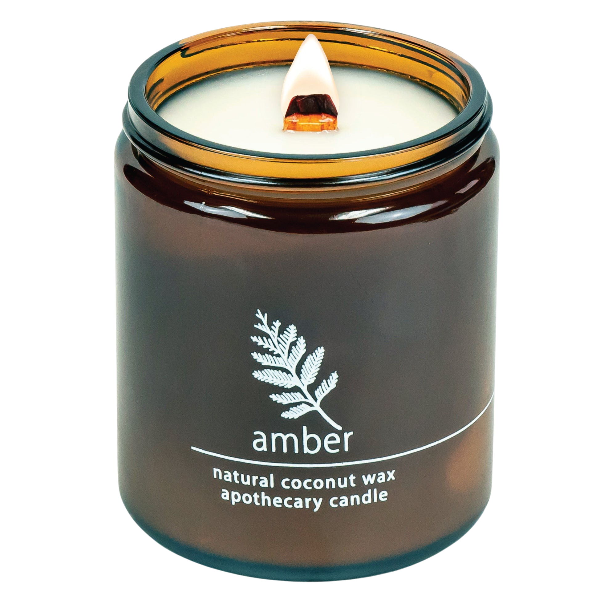 Amber wood wick candle plant-based coconut wax Hemlock Park 8 oz