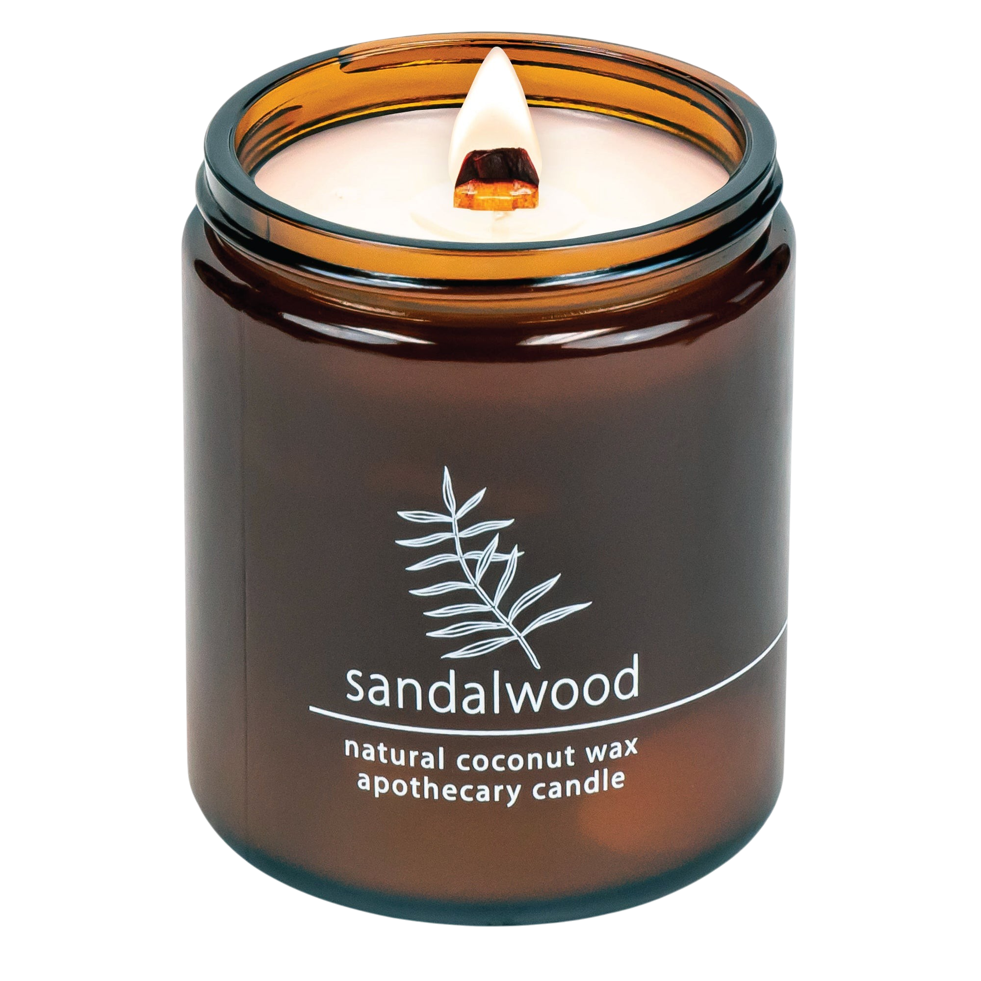 Sandalwood wood wick candle plant-based coconut wax Hemlock Park 8 oz