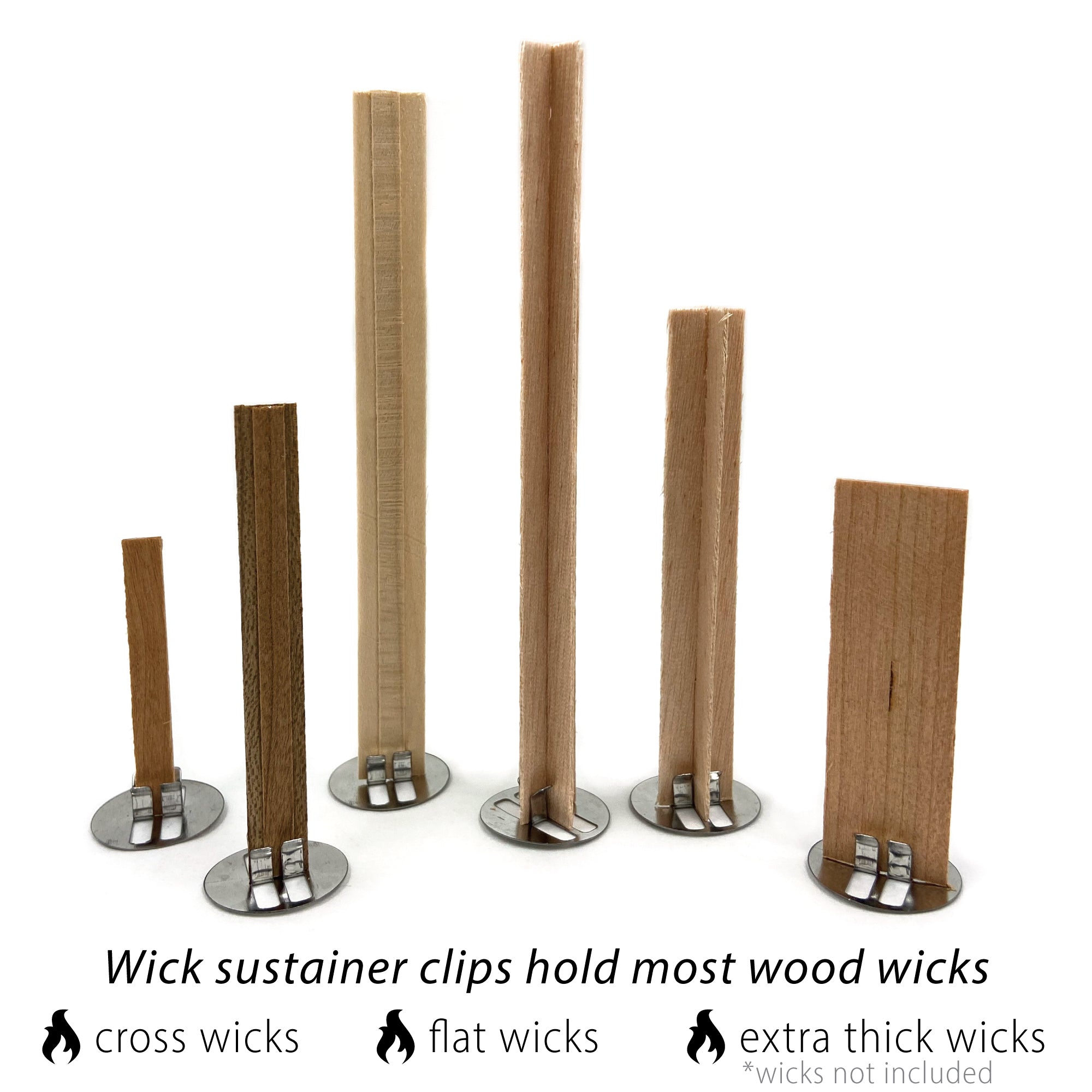 Universal Wood Wick Clips for Candles | Sustainer Tabs Fit Most Wood Wicks - Hemlock Park