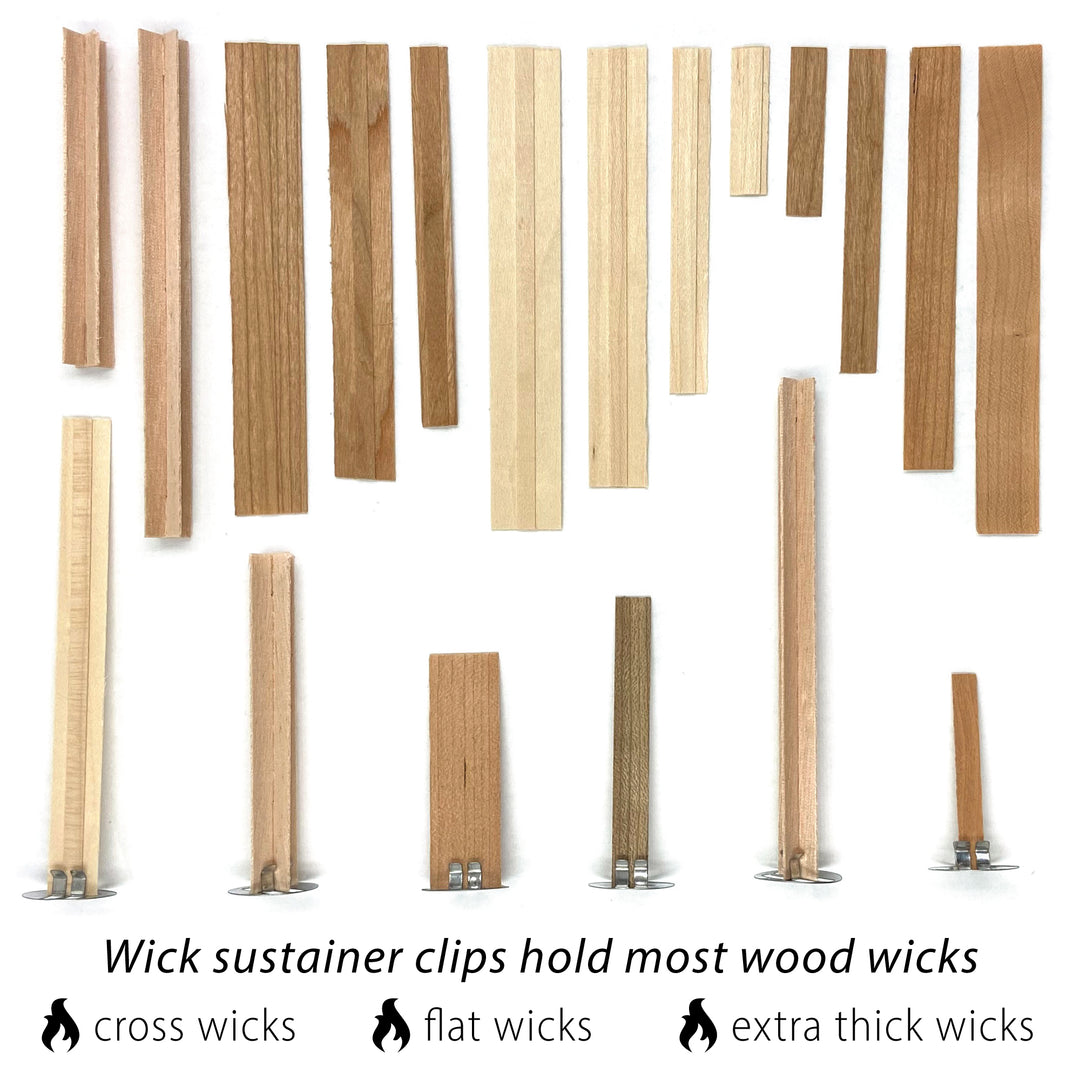 Universal Wood Wick Clips for Candles  Sustainer Tabs Fit Most Wooden –  Hemlock Park