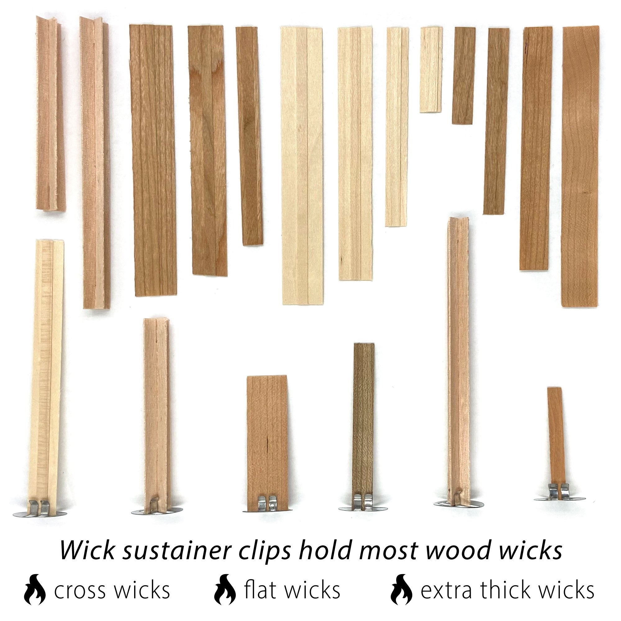Universal Wood Wick Clips for Candles | Sustainer Tabs Fit Most Wood Wicks - Hemlock Park