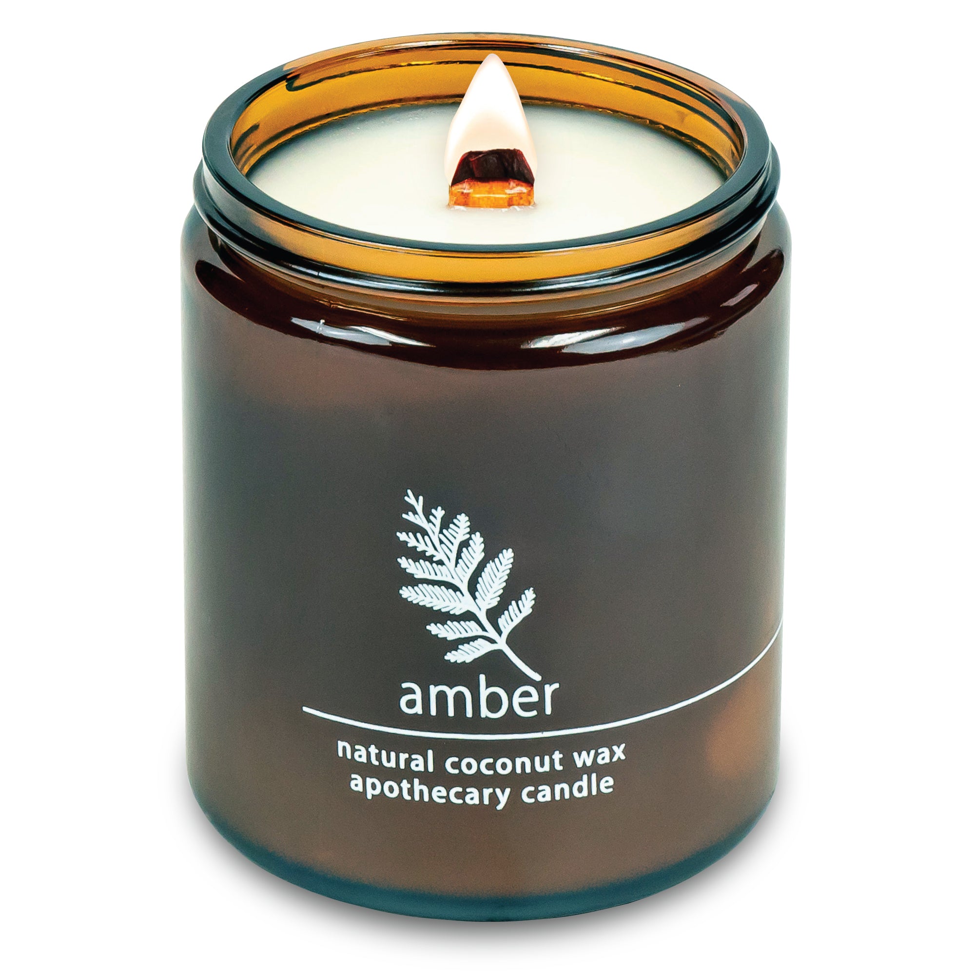Amber wood wick candle plant-based coconut wax Hemlock Park 8 oz