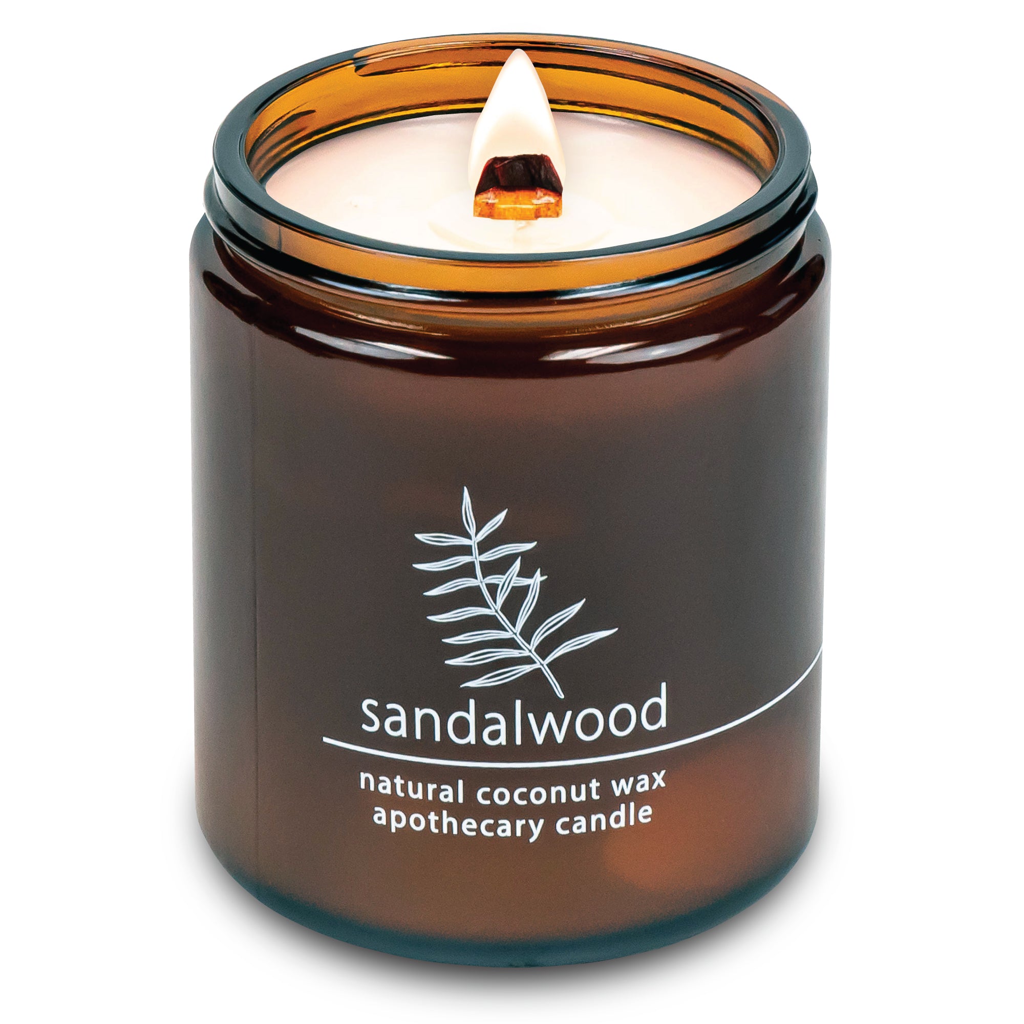 Sandalwood wood wick candle plant-based coconut wax Hemlock Park 8 oz