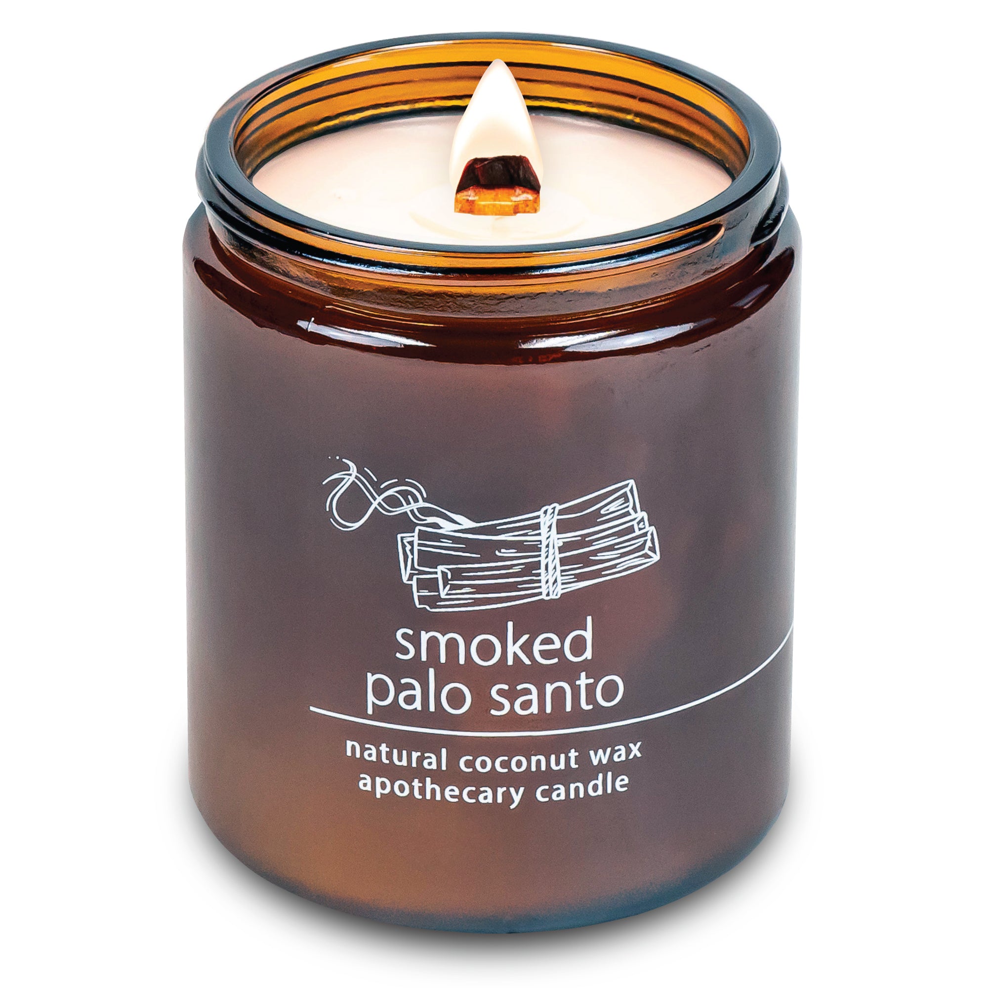 Smoked Palo Santo wood wick candle plant-based coconut wax Hemlock Park 8 oz